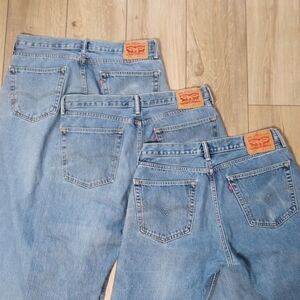 Levis 505 Mens Jeans 36x32 LOT of 3 Workwear Grunge Worn in 100% Cotton Wallet